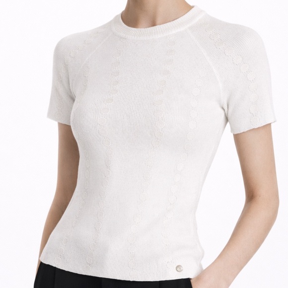 CHANEL Tops - Chanel White Logo Blouse